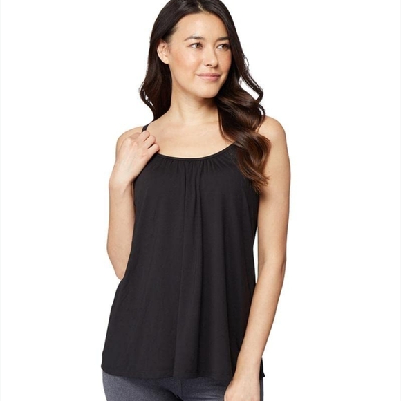 32 Degrees Cool Tank Top Flowy Relaxed Cami Built In Bra Molded Cups Black Small - Picture 1 of 7